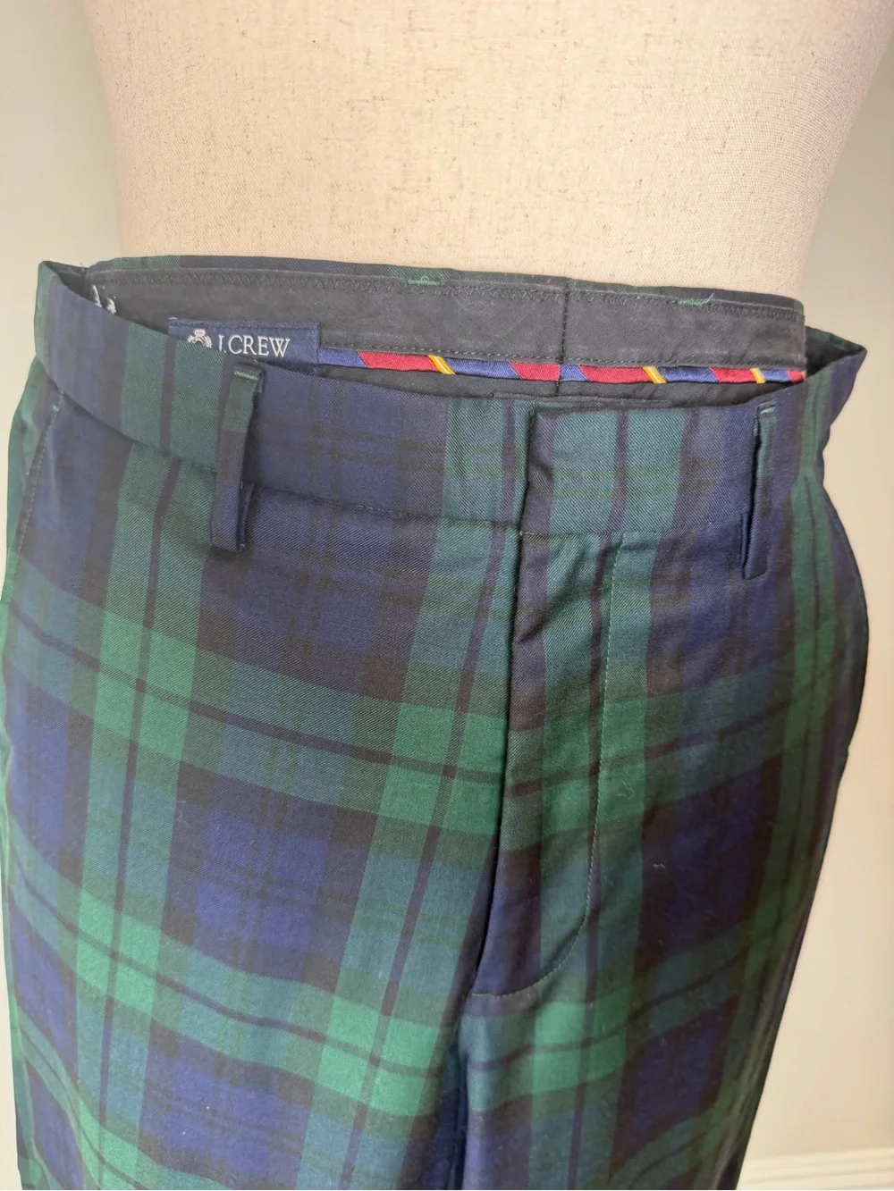 J. Crew Navy and Forest Green Plaid Pants